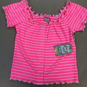 Off the shoulder merrow yarn dyed top